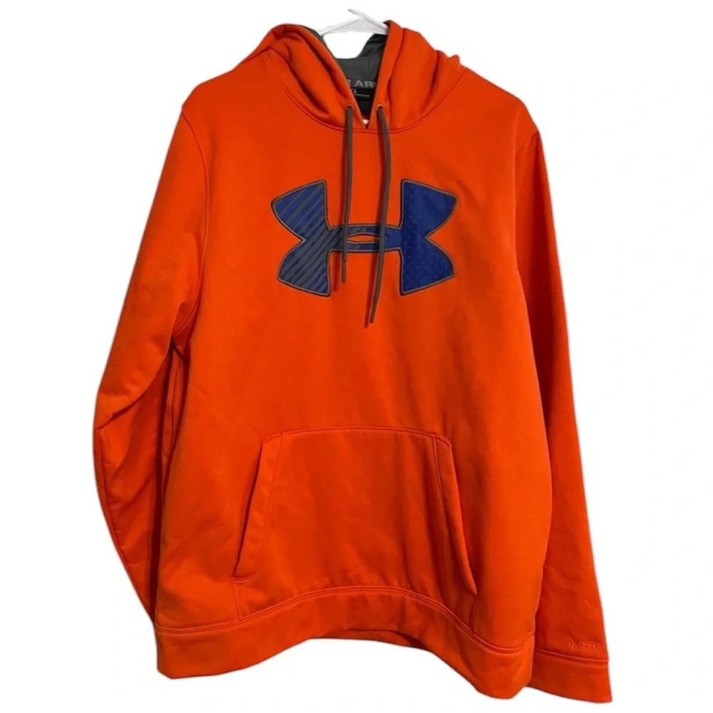 Men’s Under Armour Orange and Blue Pullover Storm Hoodie Size Large